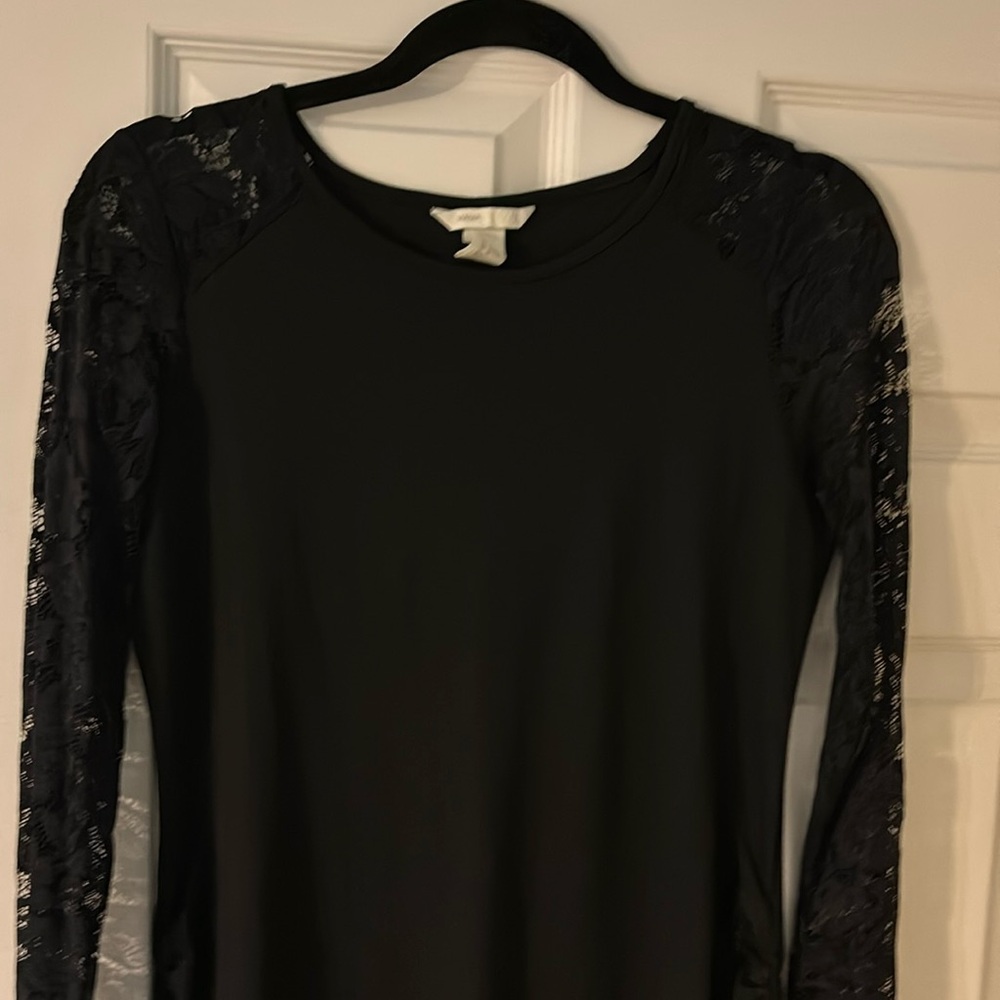 Black Dress with Lace Sleeves